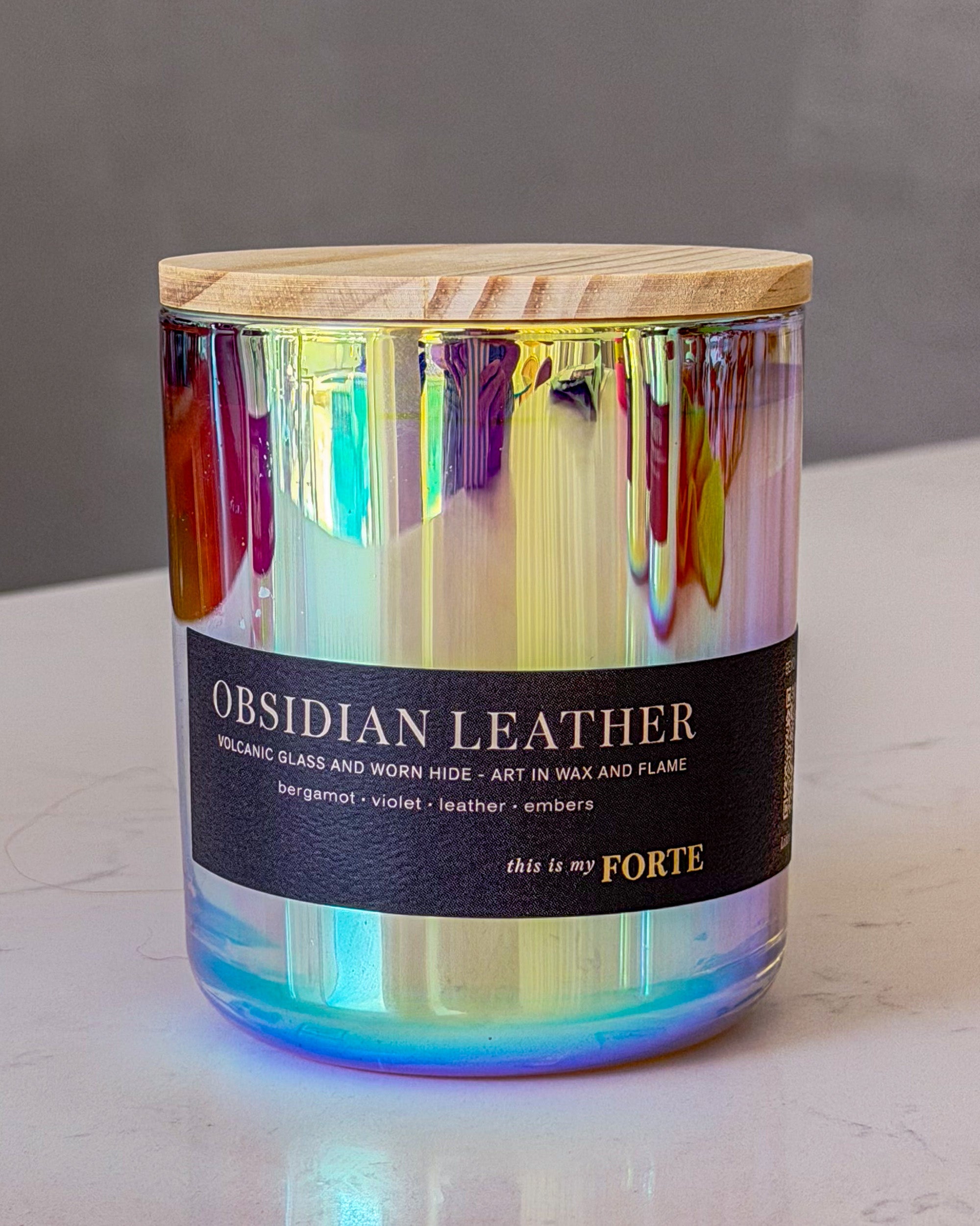 Obsidian Leather Prism Candle