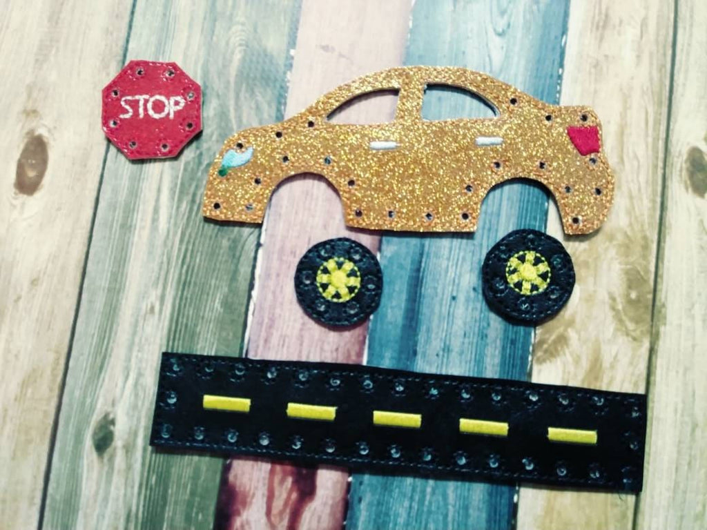 Sewing cards for kids - Car sewing card - learn to sew - busy toy - activity toy - car lacing card - learning toy - Montessori toy - quiet