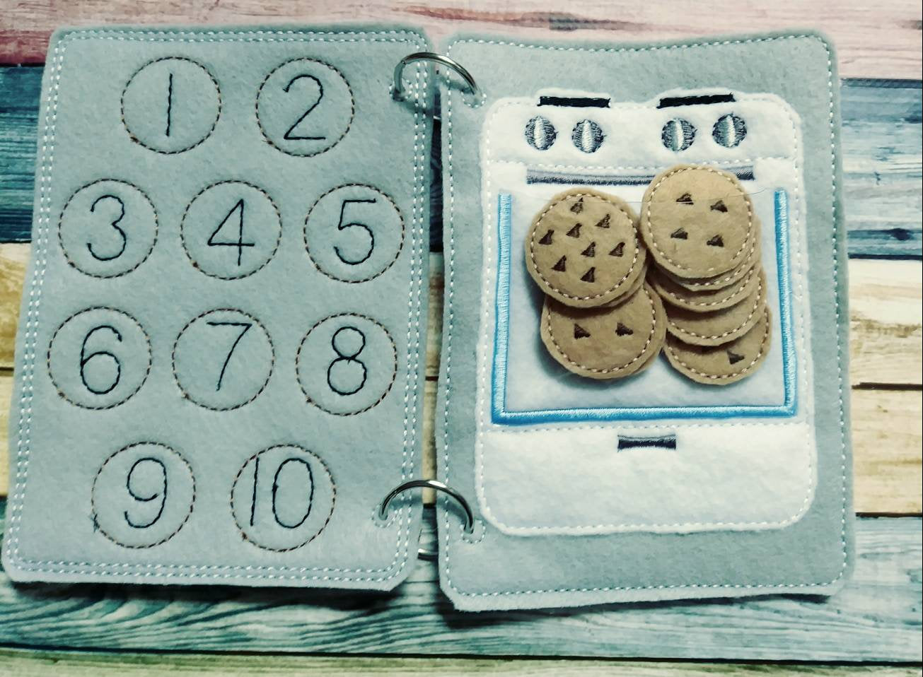 Learn to count  - Toddler quiet book page - toddler busy book - counting from 1 -10 page - learning page - number page - busy book