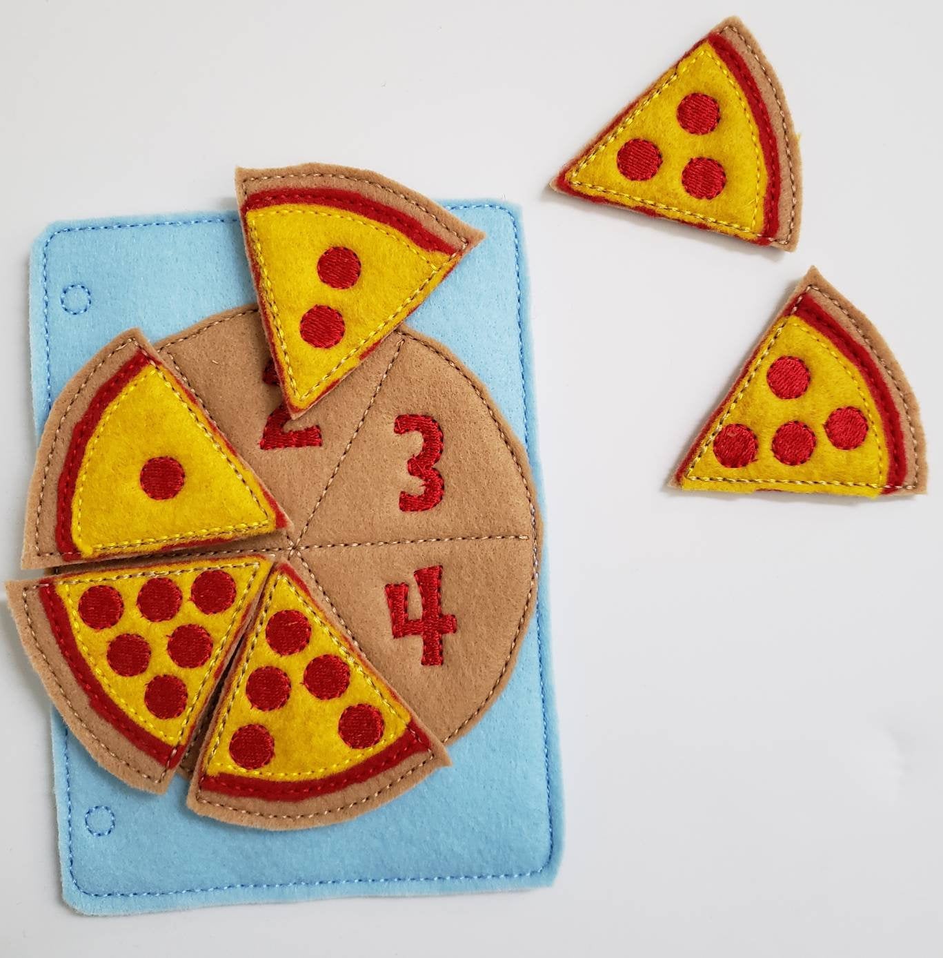 Learn to count - felt pizza counting quiet book page - number match - quiet book page - busy book
