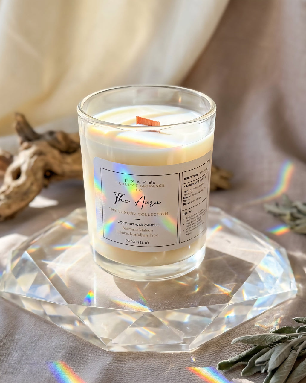 The Aura (Baccarat Maison Francis Kurkdjian Type) - 8oz Glass Candle