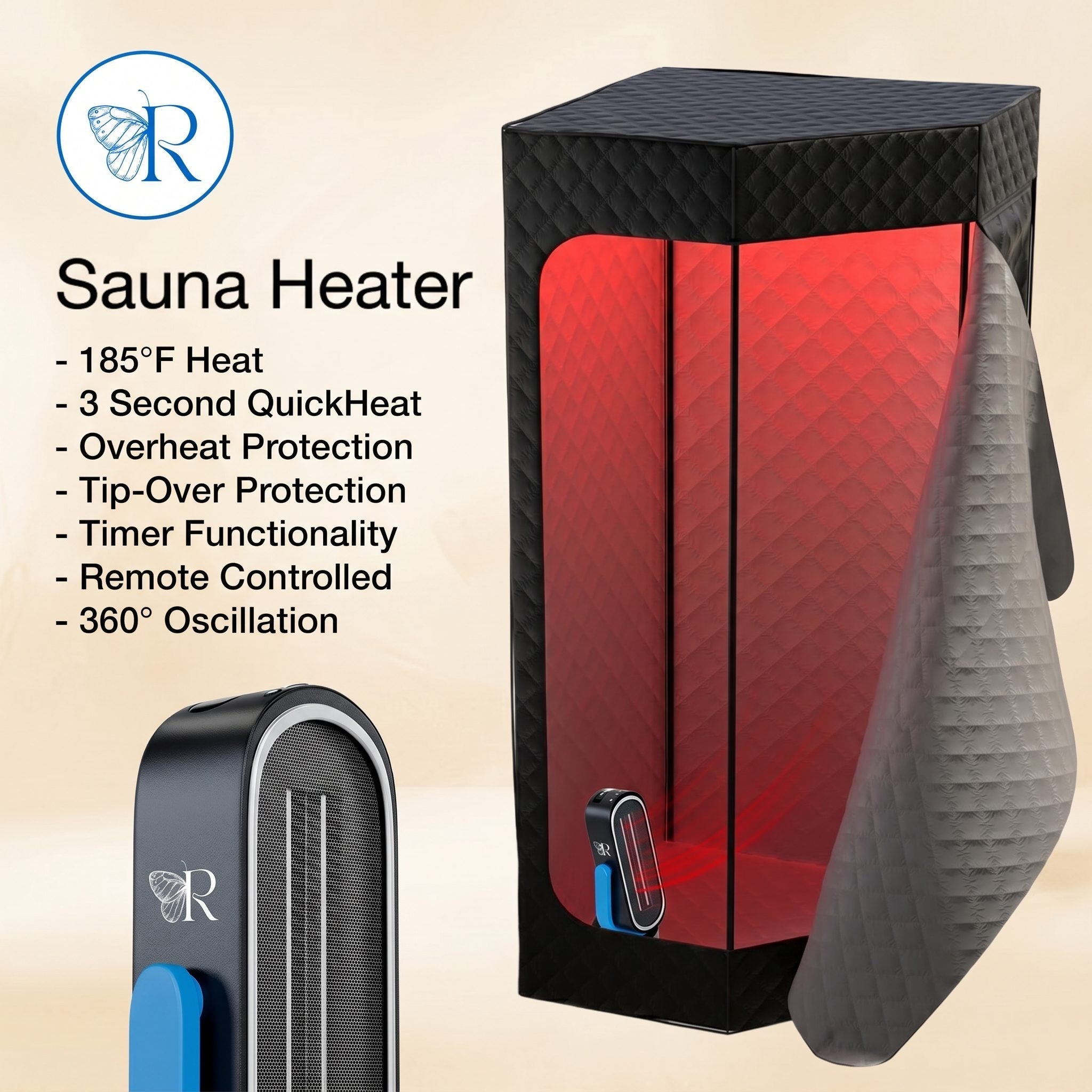 Sauna Heater – 1500W Ceramic Carbon QuickHeat® with Remote